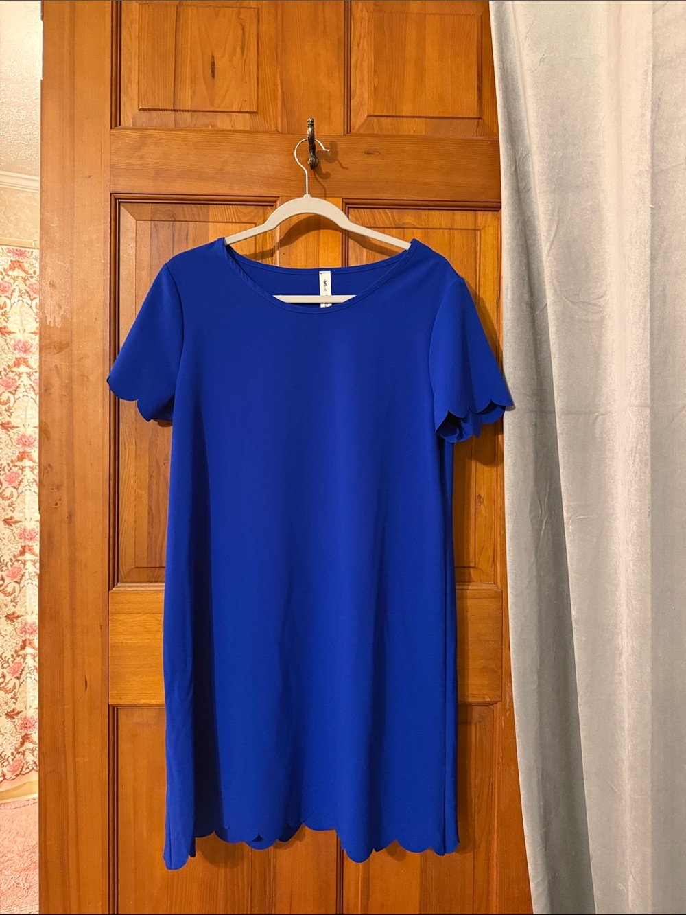 Vanilla Bay Scalloped Shift Dress in Royal Blue